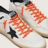 Orange hiking laces with gray and black details