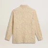 Oversized shirt in cream-colored see-through lace