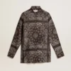 Pajama shirt in anthracite gray with paisley print