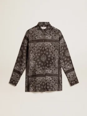 Pajama shirt in anthracite gray with paisley print