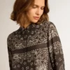 Pajama shirt in anthracite gray with paisley print