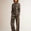 Pajama shirt in anthracite gray with paisley print