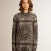 Pajama shirt in anthracite gray with paisley print