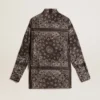 Pajama shirt in anthracite gray with paisley print