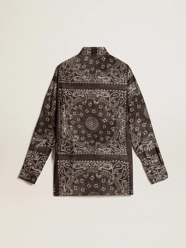 Pajama shirt in anthracite gray with paisley print