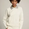 Papyrus white Denise Star Collection zipped sweatshirt with crystal collar
