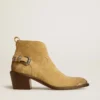 Patty ankle boots in sand-colored waxed suede