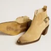 Patty ankle boots in sand-colored waxed suede