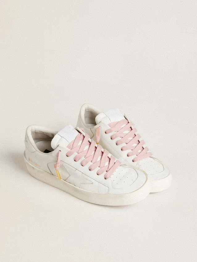 Pink cotton laces with contrasting gold logo