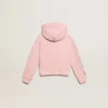 Pink sweatshirt with hood and silver glitter stars
