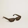 Rectangular style sunglasses with black frame and lenses