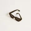 Rectangular style sunglasses with black frame and lenses