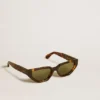 Rectangular-style sunglasses with Havana brown frame