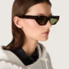 Rectangular-style sunglasses with Havana brown frame