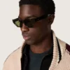 Rectangular-style sunglasses with Havana brown frame