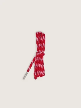 Red hiking laces with white details