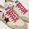 Red hiking laces with white details