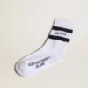 Ribbed socks with navy-blue stripes and logo