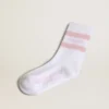 Ribbed socks with pink stripes and logo