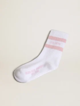 Ribbed socks with pink stripes and logo