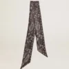 Ribbon in black silk twill with paisley pattern