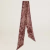 Ribbon in burgundy silk twill with paisley pattern