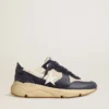 Running Sole in cream mesh and blue leather with a white leather star