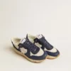 Running Sole in cream mesh and blue leather with a white leather star