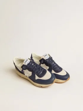 Running Sole in cream mesh and blue leather with a white leather star