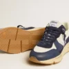Running Sole in cream mesh and blue leather with a white leather star