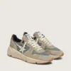 Running Sole in gray suede with white star and white heel tab