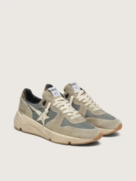 Running Sole in gray suede with white star and white heel tab