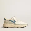 Running Sole in nappa with blue leather star and suede insert