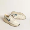 Running Sole in nappa with blue leather star and suede insert