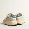 Running Sole in nappa with blue leather star and suede insert