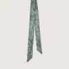 Set of two twill ribbons with green paisley pattern