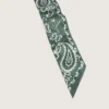 Set of two twill ribbons with green paisley pattern
