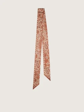 Set of two twill ribbons with orange paisley pattern