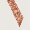 Set of two twill ribbons with orange paisley pattern