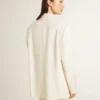 Single-breasted oversize jacket in white with silk effect and embroidery
