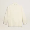 Single-breasted oversize jacket in white with silk effect and embroidery