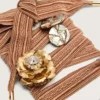 Skins burgundy and peach embroidered laces embellished with charms