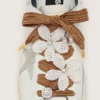 Skins burgundy and peach striped laces with beaded and crystal charms