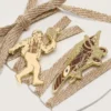 Skins metallic red-clay laces with two pins