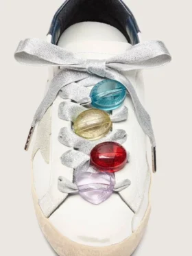 Skins silver laces with four colorful charms