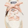 Skins white and pink striped laces with beaded and crystal charms