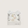 Skins white crinkle laces with flower-shaped beaded appliqués