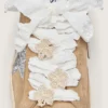 Skins white crinkle laces with flower-shaped beaded appliqués