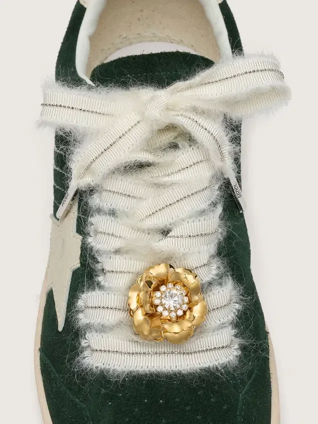 Skins white mohair laces with jewel charm