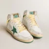 Sky-Star in white leather with green leather star